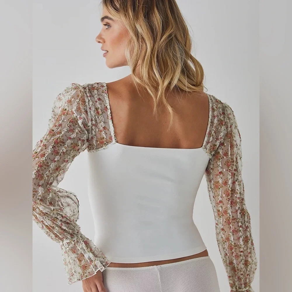 Intimately Free People Gimme Butterflies Long Sleeve Top Large Floral Feminine